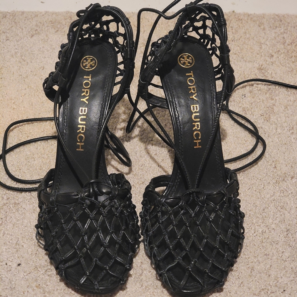 Tory Burch Helena Mesh Lace Pump Black Size 11 - Picture 7 of 12